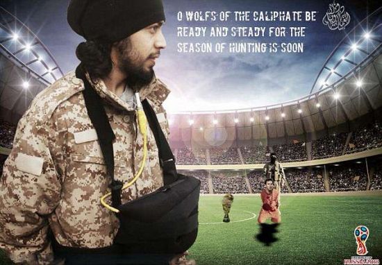 داعش باز هم جام جهانی روسیه را تهدید کرد/اعدام مسی در زمین فوتبال+تصاویر